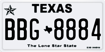 TX license plate BBG8884