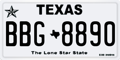 TX license plate BBG8890
