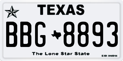 TX license plate BBG8893