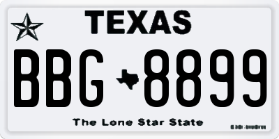 TX license plate BBG8899