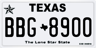 TX license plate BBG8900
