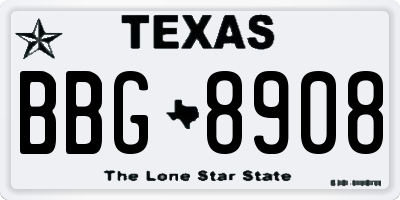TX license plate BBG8908