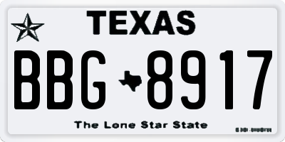 TX license plate BBG8917