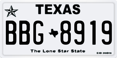 TX license plate BBG8919