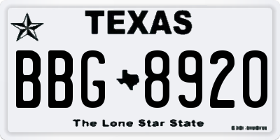 TX license plate BBG8920