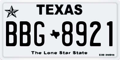 TX license plate BBG8921