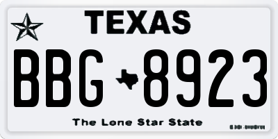 TX license plate BBG8923