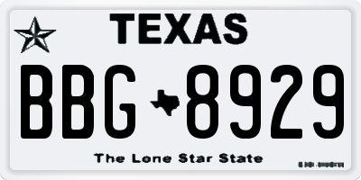 TX license plate BBG8929