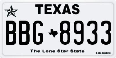 TX license plate BBG8933