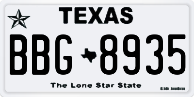 TX license plate BBG8935