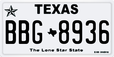 TX license plate BBG8936