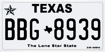 TX license plate BBG8939