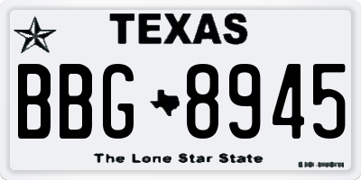 TX license plate BBG8945