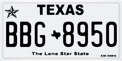 TX license plate BBG8950