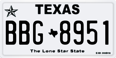 TX license plate BBG8951