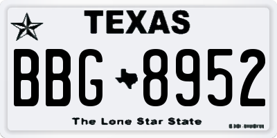 TX license plate BBG8952