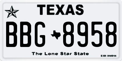 TX license plate BBG8958