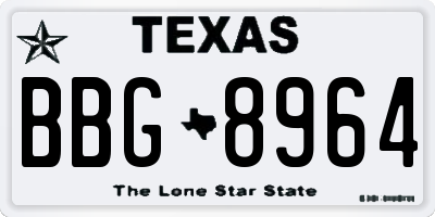 TX license plate BBG8964