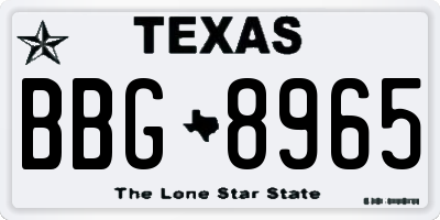 TX license plate BBG8965