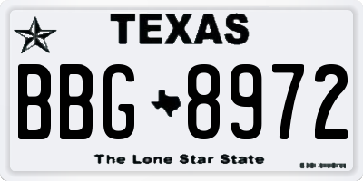 TX license plate BBG8972