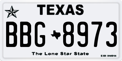TX license plate BBG8973
