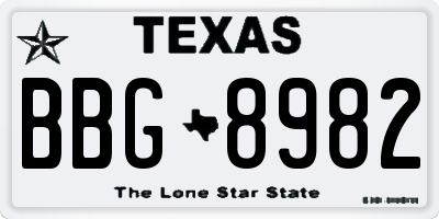 TX license plate BBG8982