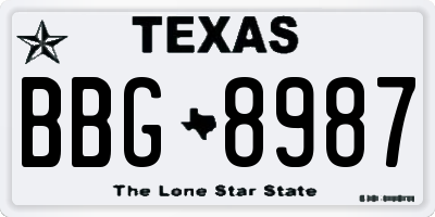 TX license plate BBG8987