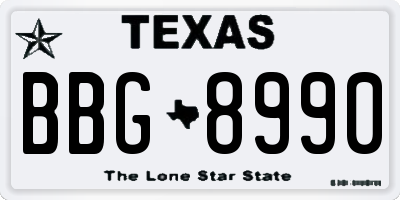 TX license plate BBG8990