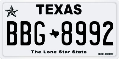 TX license plate BBG8992