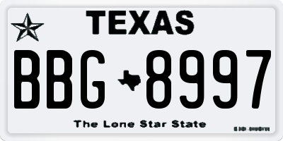 TX license plate BBG8997