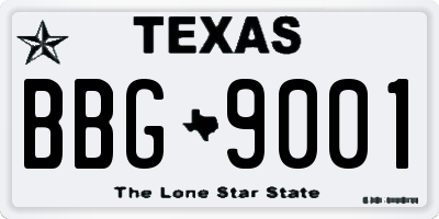 TX license plate BBG9001