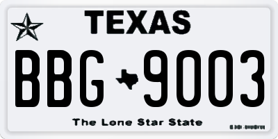 TX license plate BBG9003