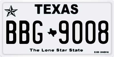 TX license plate BBG9008