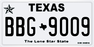 TX license plate BBG9009