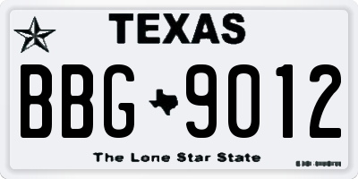 TX license plate BBG9012