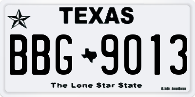 TX license plate BBG9013