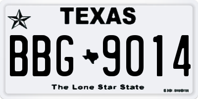 TX license plate BBG9014