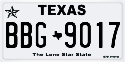 TX license plate BBG9017