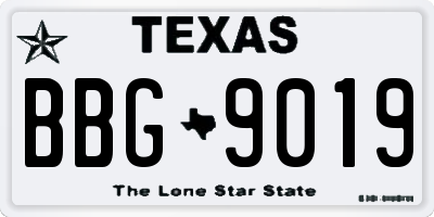 TX license plate BBG9019