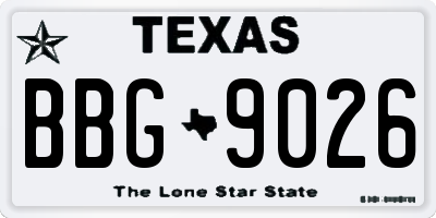 TX license plate BBG9026