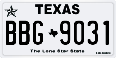 TX license plate BBG9031