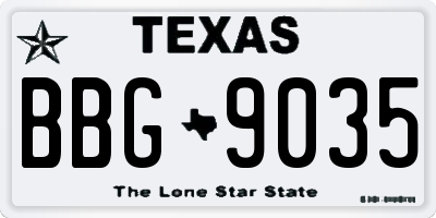 TX license plate BBG9035
