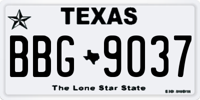 TX license plate BBG9037