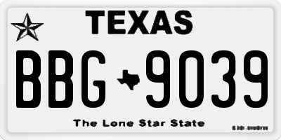 TX license plate BBG9039