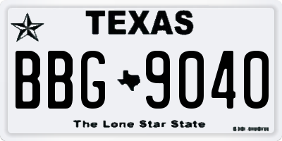 TX license plate BBG9040