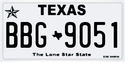 TX license plate BBG9051