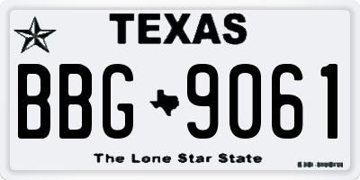 TX license plate BBG9061