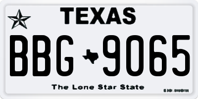 TX license plate BBG9065