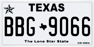 TX license plate BBG9066