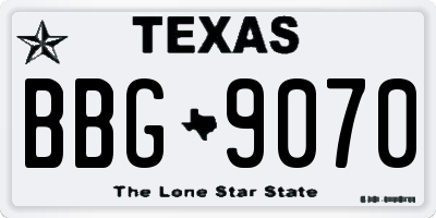 TX license plate BBG9070